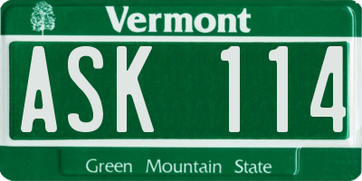 VT license plate ASK114