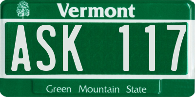 VT license plate ASK117