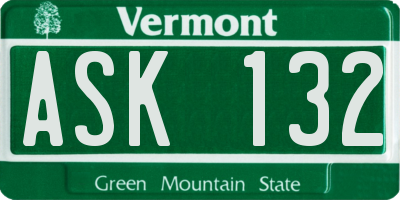 VT license plate ASK132