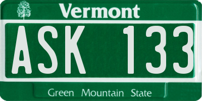 VT license plate ASK133