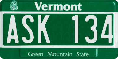 VT license plate ASK134