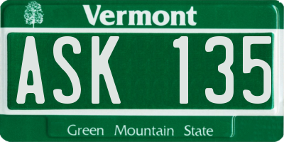 VT license plate ASK135