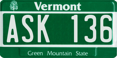 VT license plate ASK136