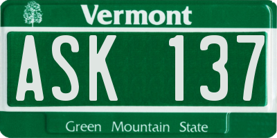 VT license plate ASK137