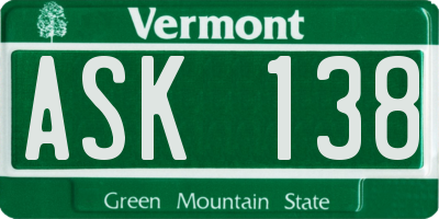 VT license plate ASK138