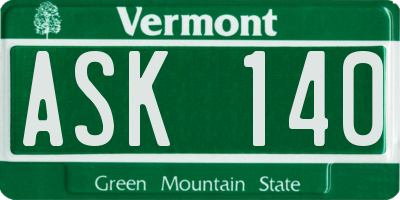 VT license plate ASK140