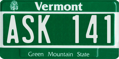 VT license plate ASK141