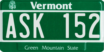 VT license plate ASK152