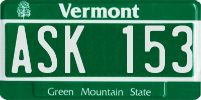 VT license plate ASK153