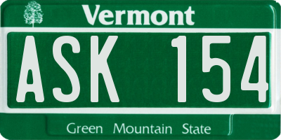 VT license plate ASK154