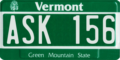 VT license plate ASK156