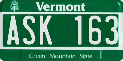 VT license plate ASK163