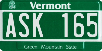 VT license plate ASK165