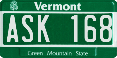 VT license plate ASK168