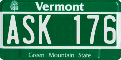 VT license plate ASK176