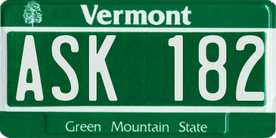 VT license plate ASK182