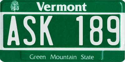 VT license plate ASK189