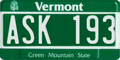 VT license plate ASK193