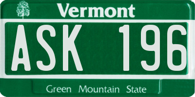 VT license plate ASK196