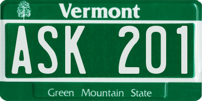 VT license plate ASK201