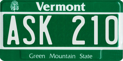 VT license plate ASK210