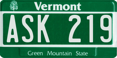VT license plate ASK219