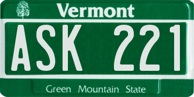 VT license plate ASK221