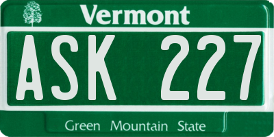 VT license plate ASK227