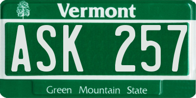 VT license plate ASK257