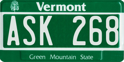 VT license plate ASK268