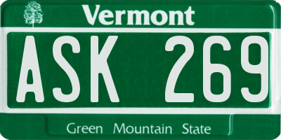 VT license plate ASK269