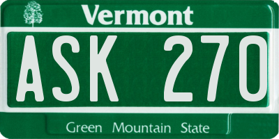 VT license plate ASK270