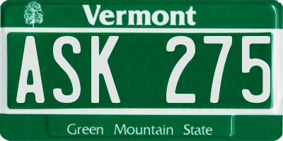 VT license plate ASK275