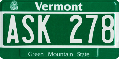 VT license plate ASK278