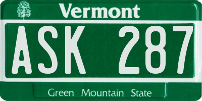 VT license plate ASK287
