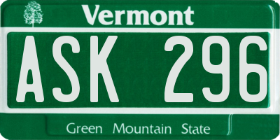 VT license plate ASK296