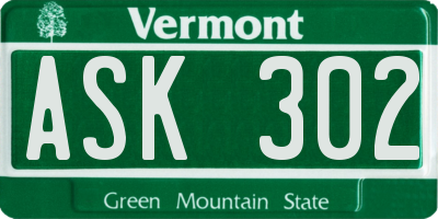 VT license plate ASK302