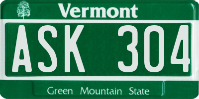 VT license plate ASK304