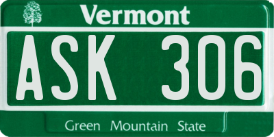 VT license plate ASK306