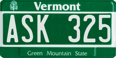 VT license plate ASK325
