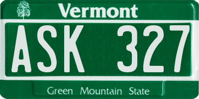 VT license plate ASK327