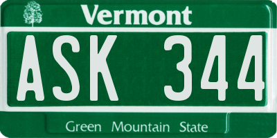 VT license plate ASK344