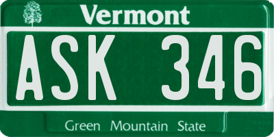VT license plate ASK346