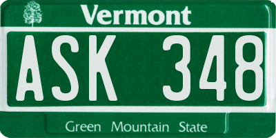 VT license plate ASK348