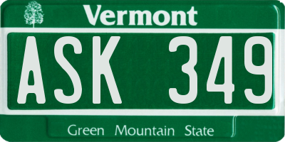 VT license plate ASK349