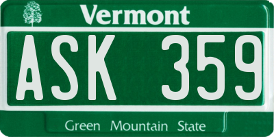 VT license plate ASK359