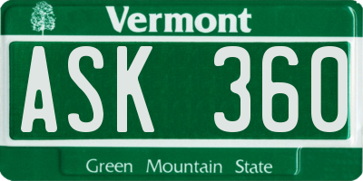 VT license plate ASK360