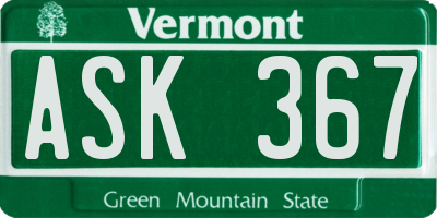 VT license plate ASK367