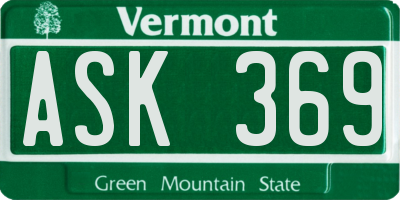 VT license plate ASK369