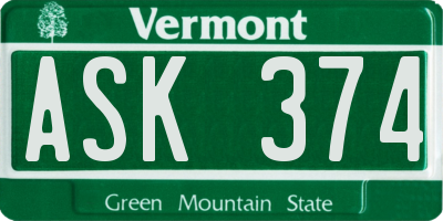VT license plate ASK374